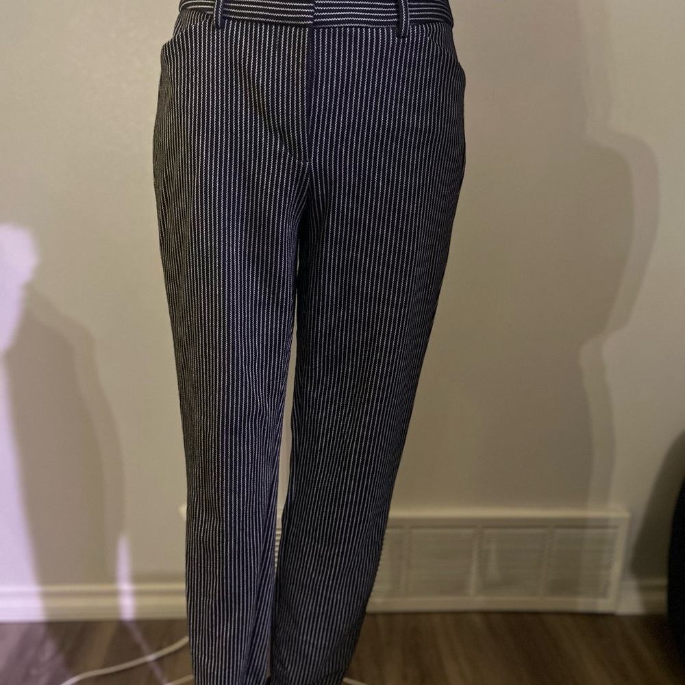 Express Black Dress Pants with White Pinstripes